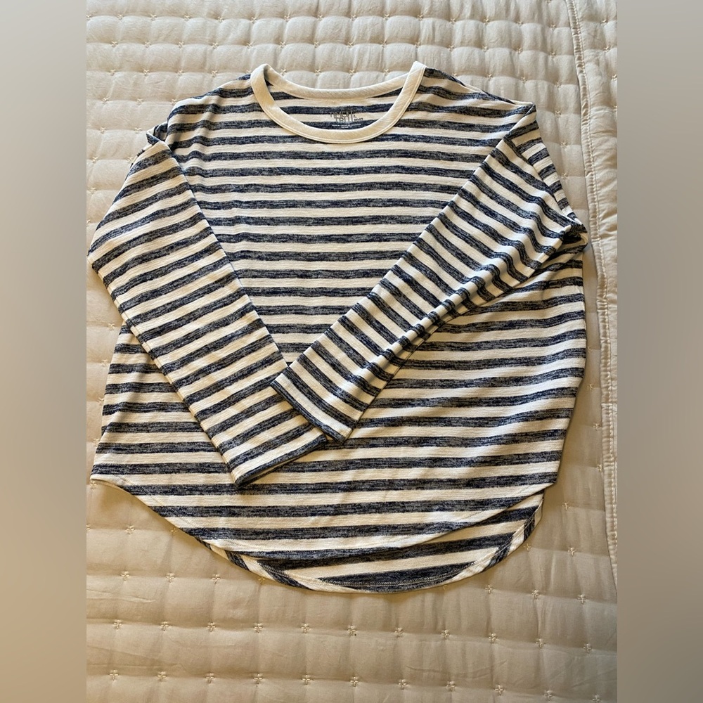 Time and Tru Navy Striped Top
